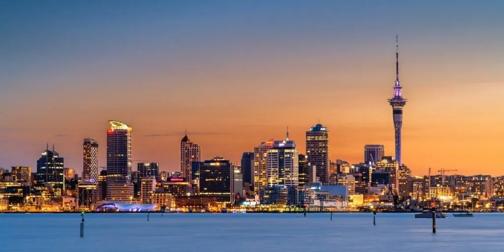 Auckland City at sunset