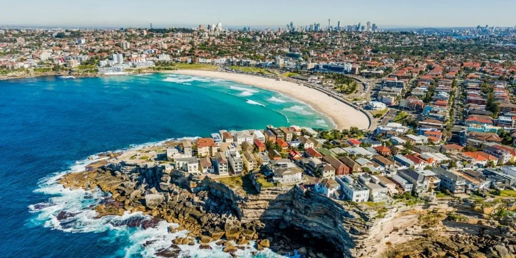 Bondi Beach with the Sydney CBD in the background