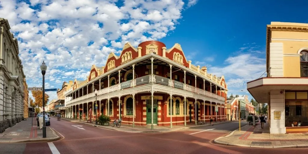 Old buildings at Hight St and Mouat St in Fremantle, Western Australia.