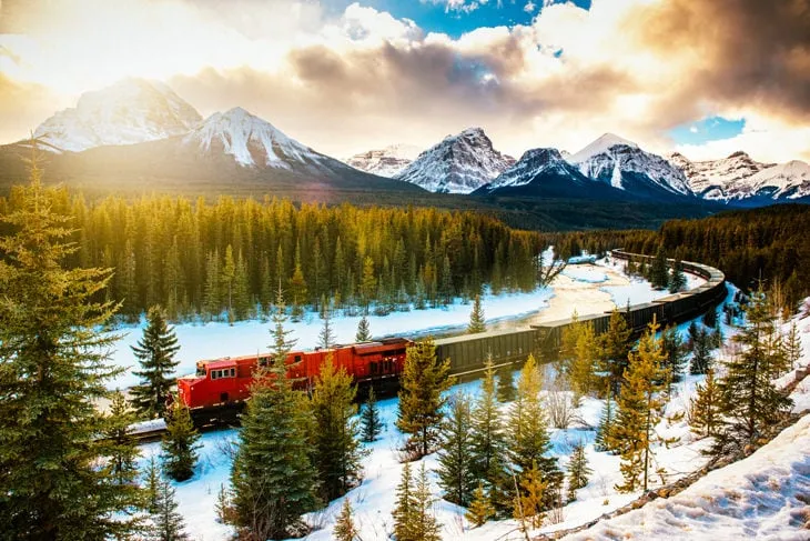 A Canadian Pacific Railway train in Banff National Park
