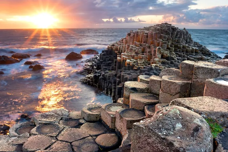 Sunset at Giants Causeway