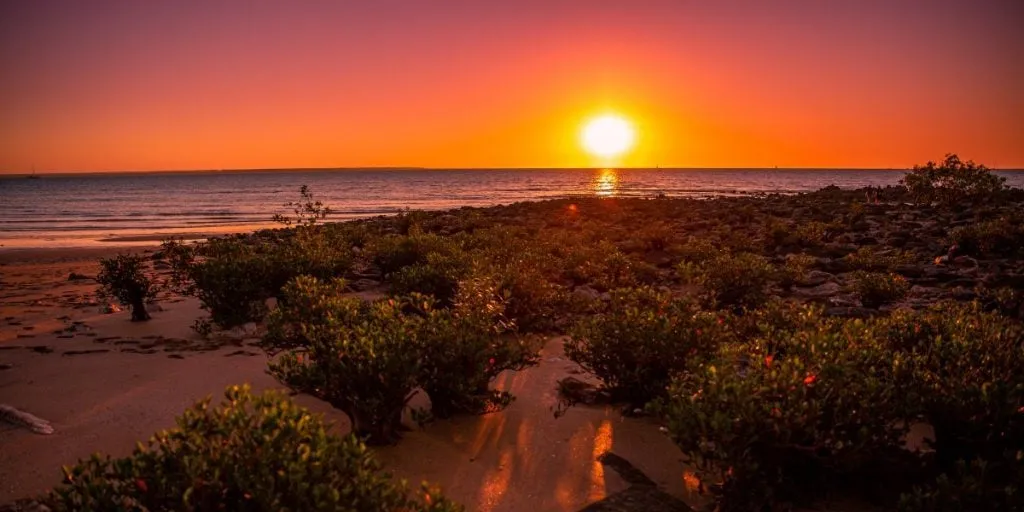 Sunset from Mindil Beach known for its extremely popular night markets