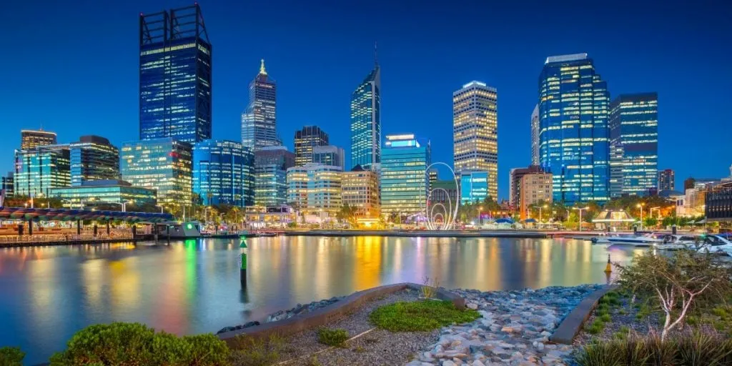 Sunset over Perth skyline