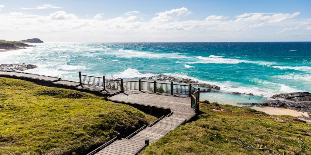 Walkway to the famous Champagne Pools on Fraser Island, QLD, Australia