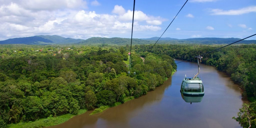 Gondola leading through the rainforest in Kuranda, Australia