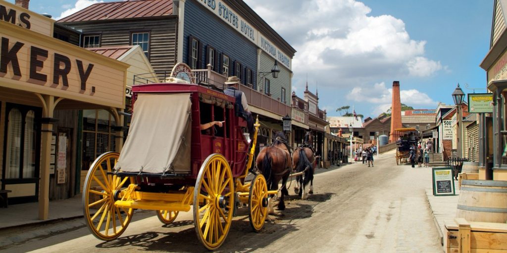 Sovereign Hill in Ballarat is an open air museum recreating the atmosphere of a gold rush town