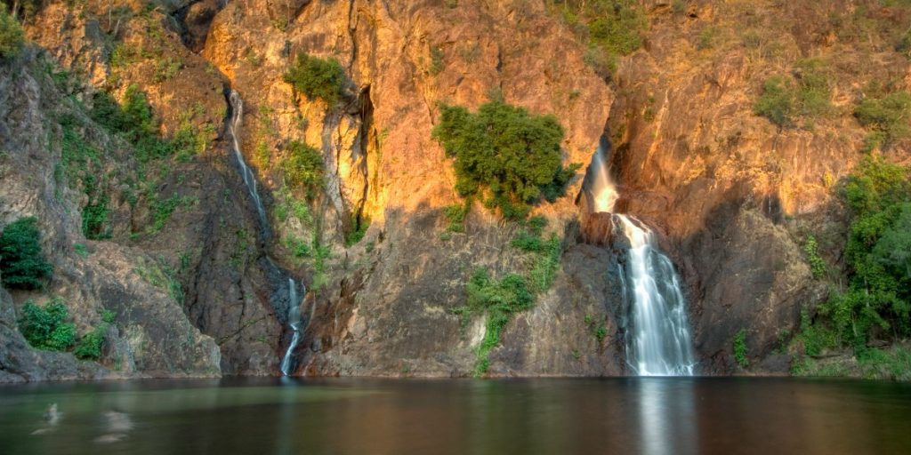 Breath-taking Wangi Falls at sunset in Litchfield National Park near Darwin in the Northern Territory